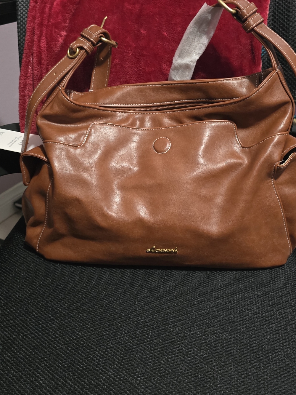 Classic Brown Leather Shoulder Bag by Lovevook